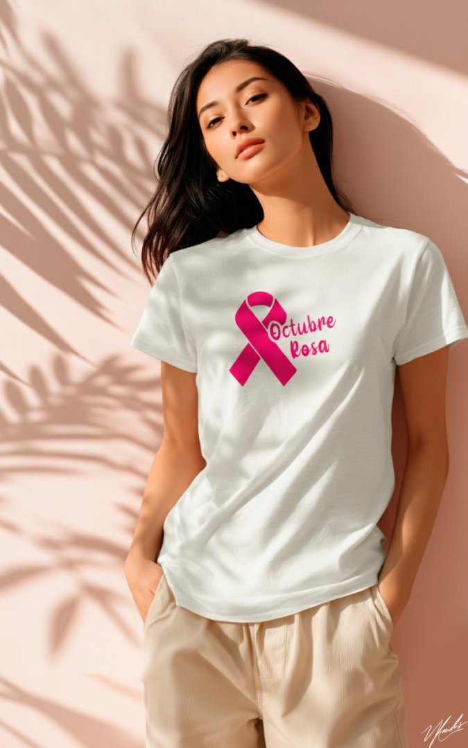 Pack 7 Diseños Mes Rosa Lazo PNG/PDF Vector. Plantillas Cáncer de Mama para Playeras y Sublimación.