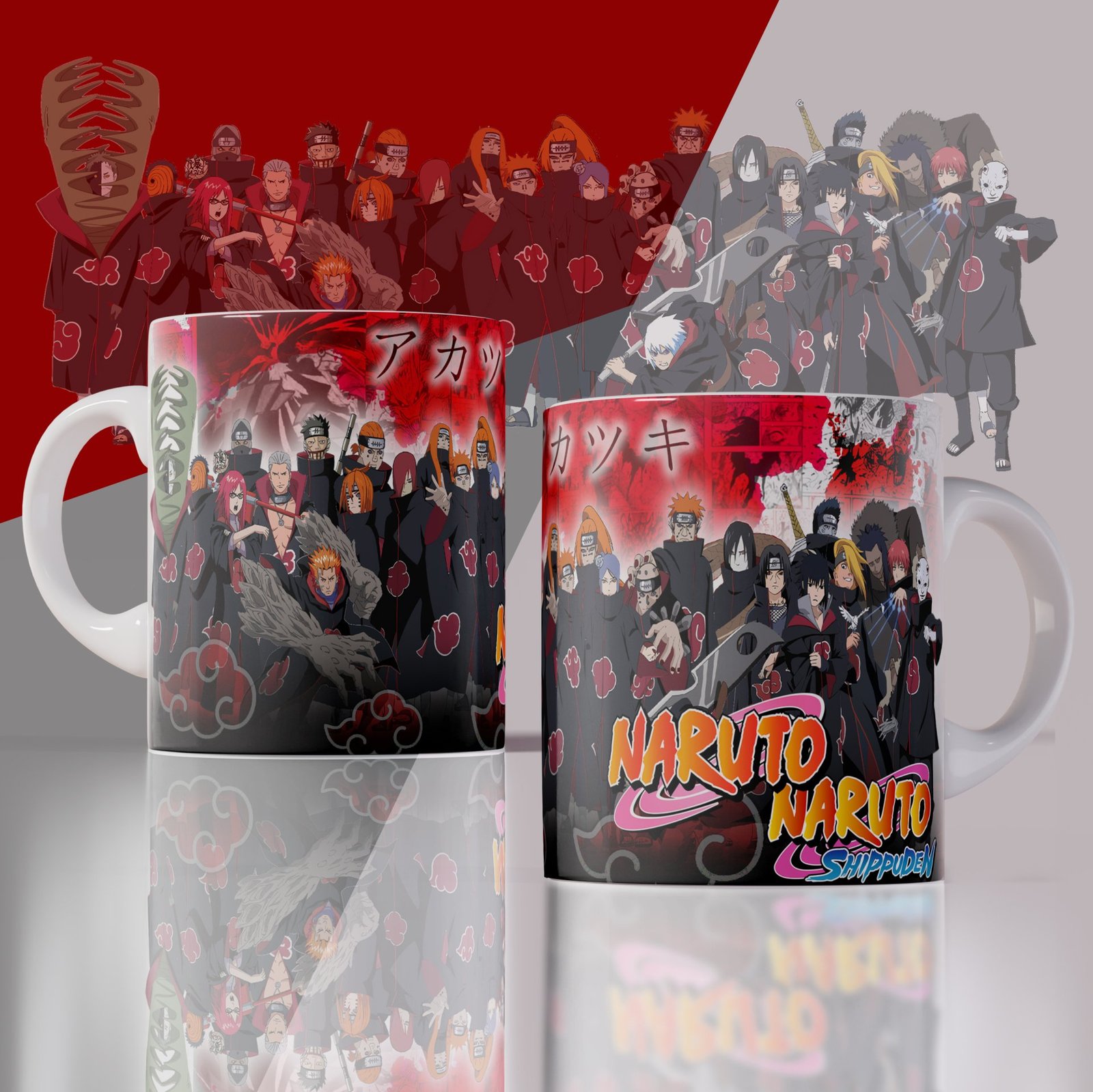 Pack 12 Plantillas Tazas Naruto 11oz JPG/PSD. Diseños Sublimación Akatsuki y Sakura. Regalo Anime.