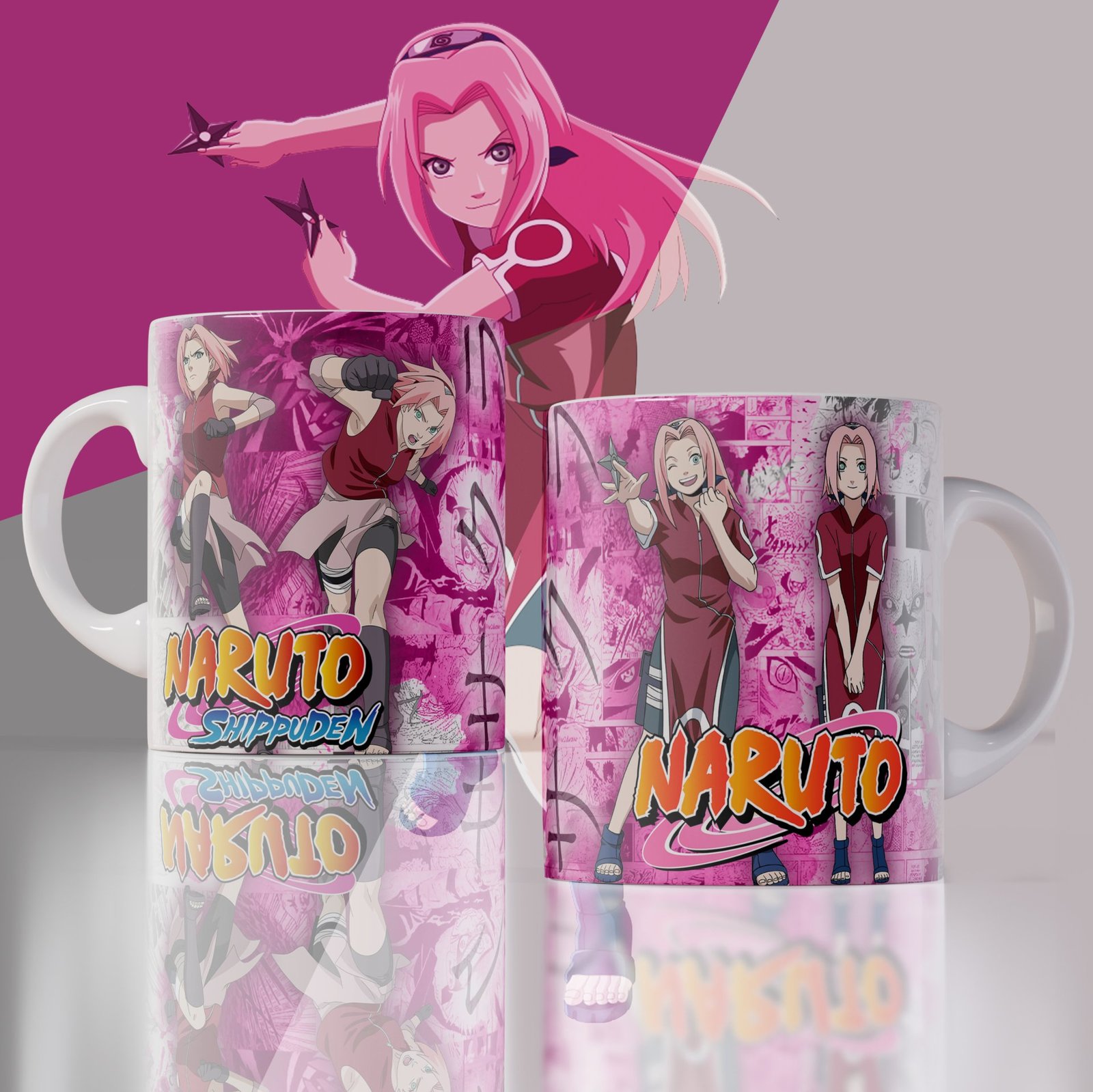 Pack 12 Plantillas Tazas Naruto 11oz JPG/PSD. Diseños Sublimación Akatsuki y Sakura. Regalo Anime.