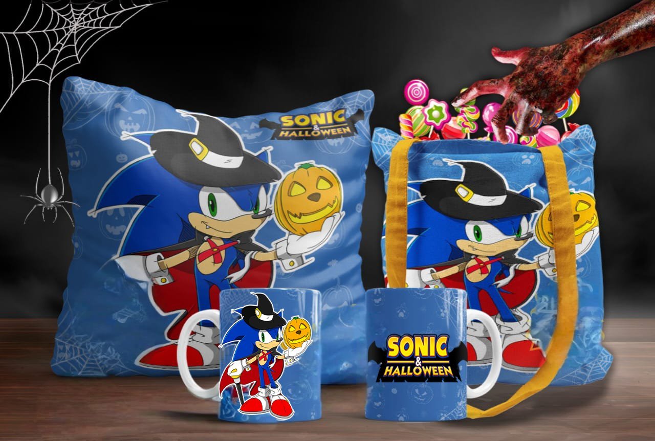 12 Diseños Sonic Halloween JPG Sublimación Taza Cojín Bolsa
