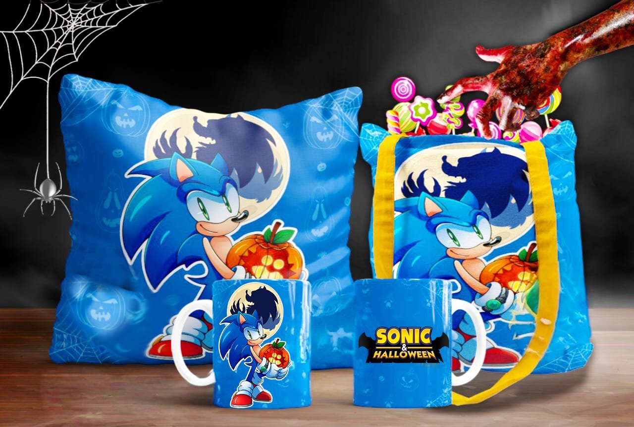 12 Diseños Sonic Halloween JPG Sublimación Taza Cojín Bolsa
