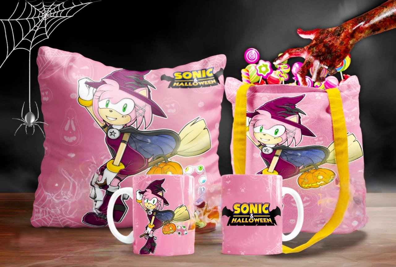 12 Diseños Sonic Halloween JPG Sublimación Taza Cojín Bolsa