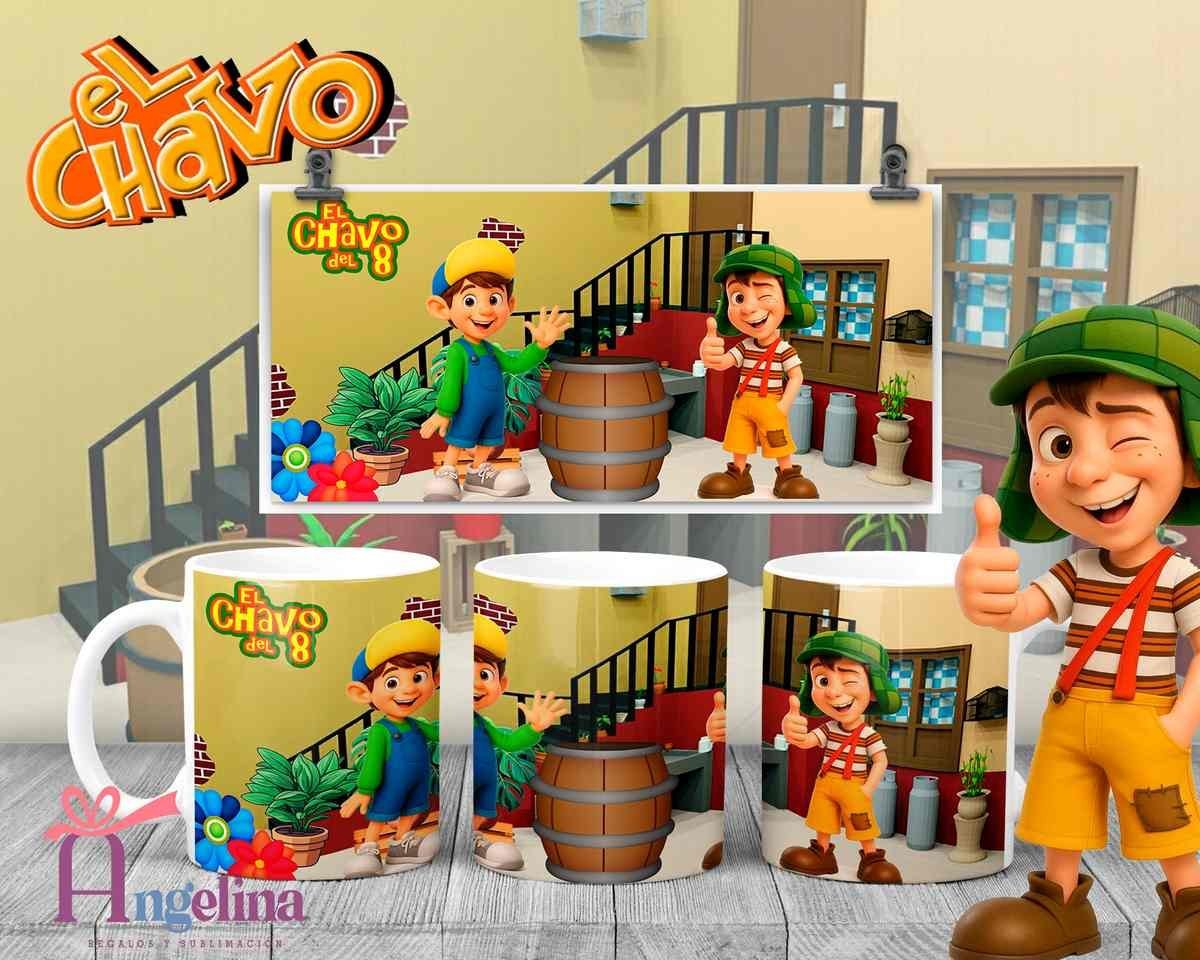 12 Plantillas Tazas El Chavo del 8 PNG. Sublimación Personajes Chespirito con Previa